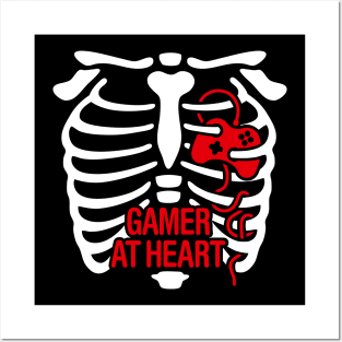 Gamer at heart Halloween Rib cage video game controller gaming Posters and Art